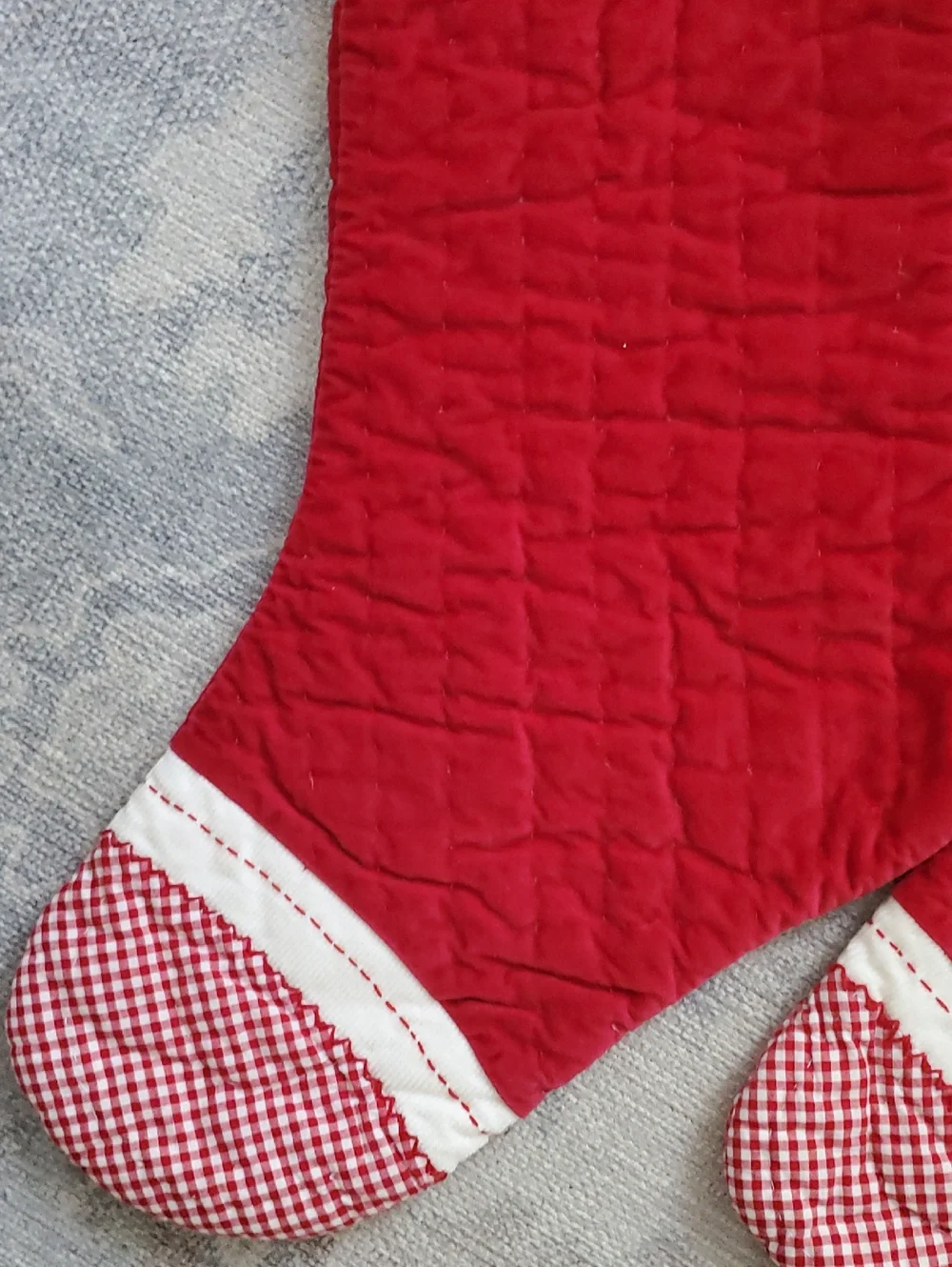 Pottery Barn Kids Set Of 2 Red Velvet Quilted Stockings 100% Cotton 20